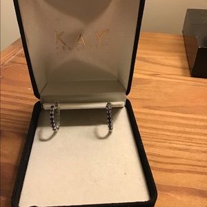 Kay’s Blue and White Sapphire 1” Hoop Earrings